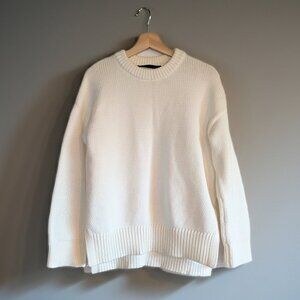 Jenni Kayne chunky crewneck cotton sweater in ivory white Size XS NWOT